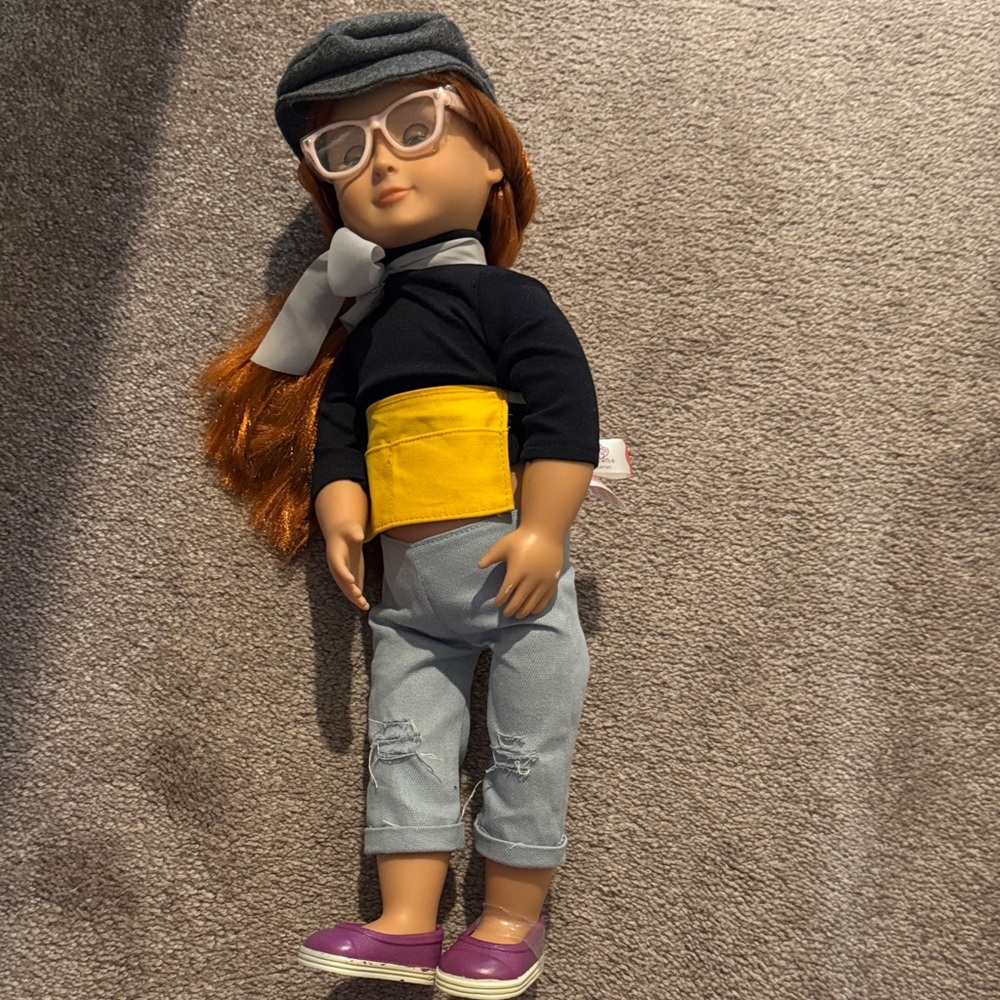 Stylish Doll with Yellow Belt and Purple Shoes
